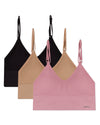 3 Pack Women's Seamless Dual-Strap V-Neck Padded Pullover Bra