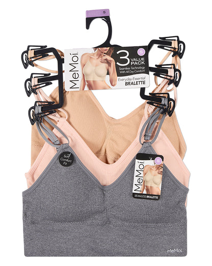 3 Pack Women's Seamless Dual-Strap V-Neck Padded Pullover Bra