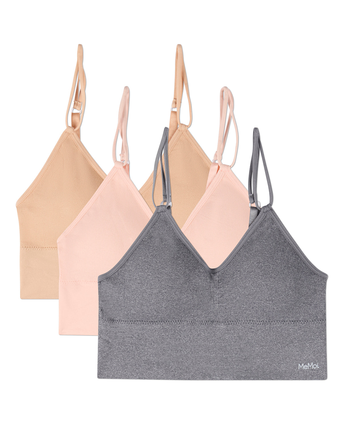 3 Pack Women's Seamless Dual-Strap V-Neck Padded Pullover Bra