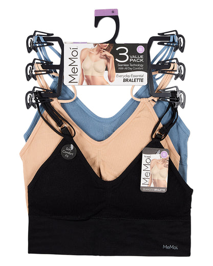 3 Pack Women's Seamless Dual-Strap V-Neck Padded Pullover Bra