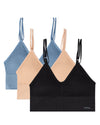 3 Pack Women's Seamless Dual-Strap V-Neck Padded Pullover Bra