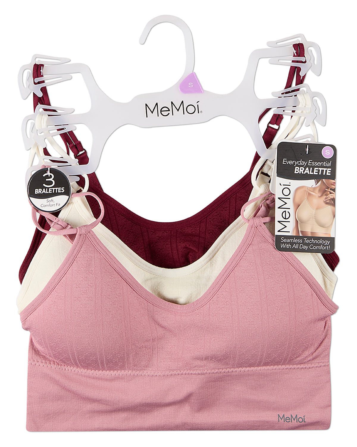 3 Pack Women's Seamless Dual-Strap V-Neck Padded Pullover Bra
