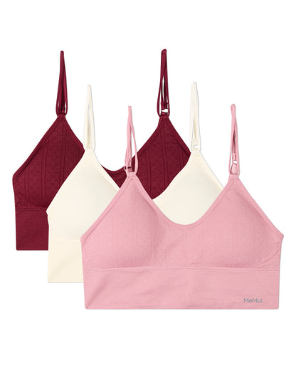 3 Pack Women's Seamless Dual-Strap V-Neck Padded Pullover Bra