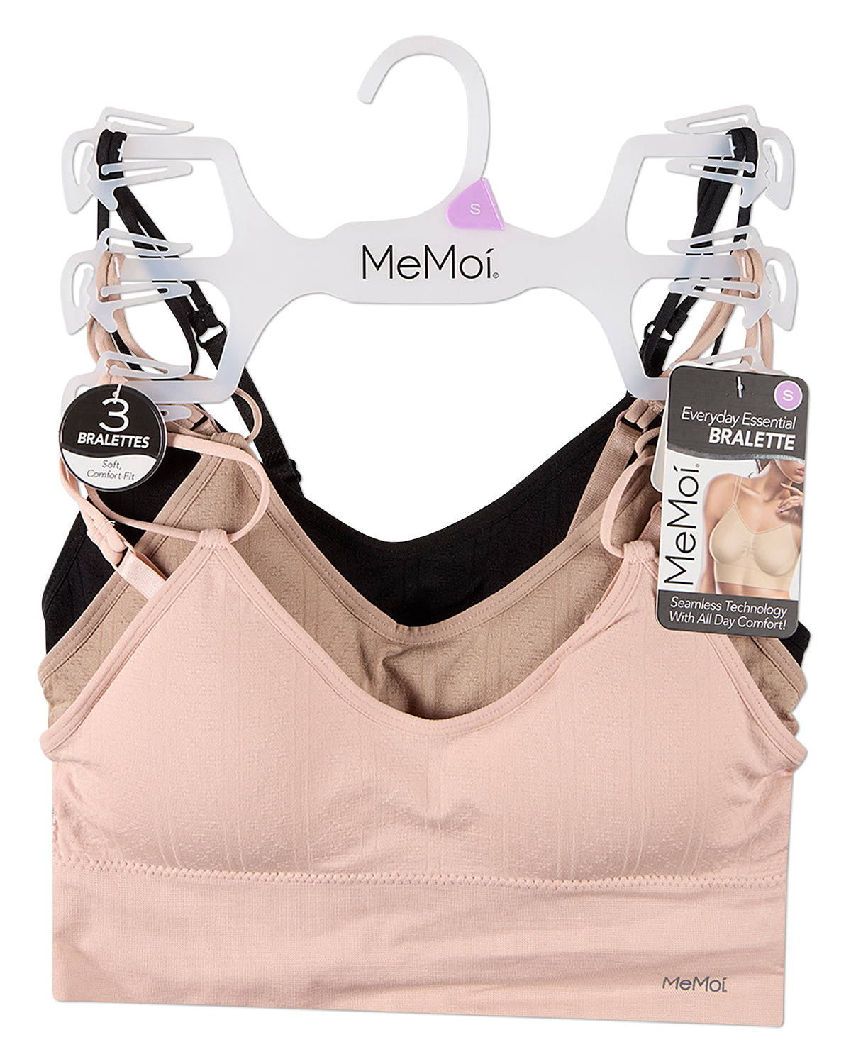3 Pack Women's Seamless Dual-Strap V-Neck Padded Pullover Bra
