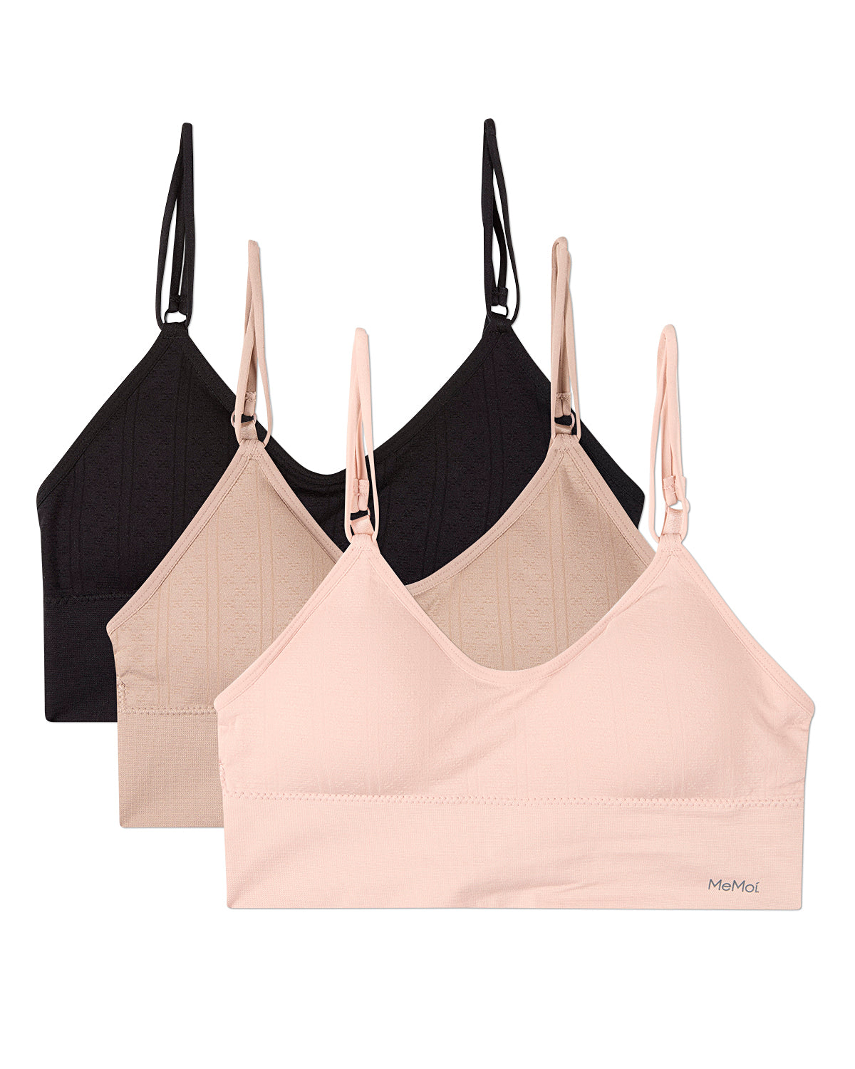 3 Pack Women's Seamless Dual-Strap V-Neck Padded Pullover Bra