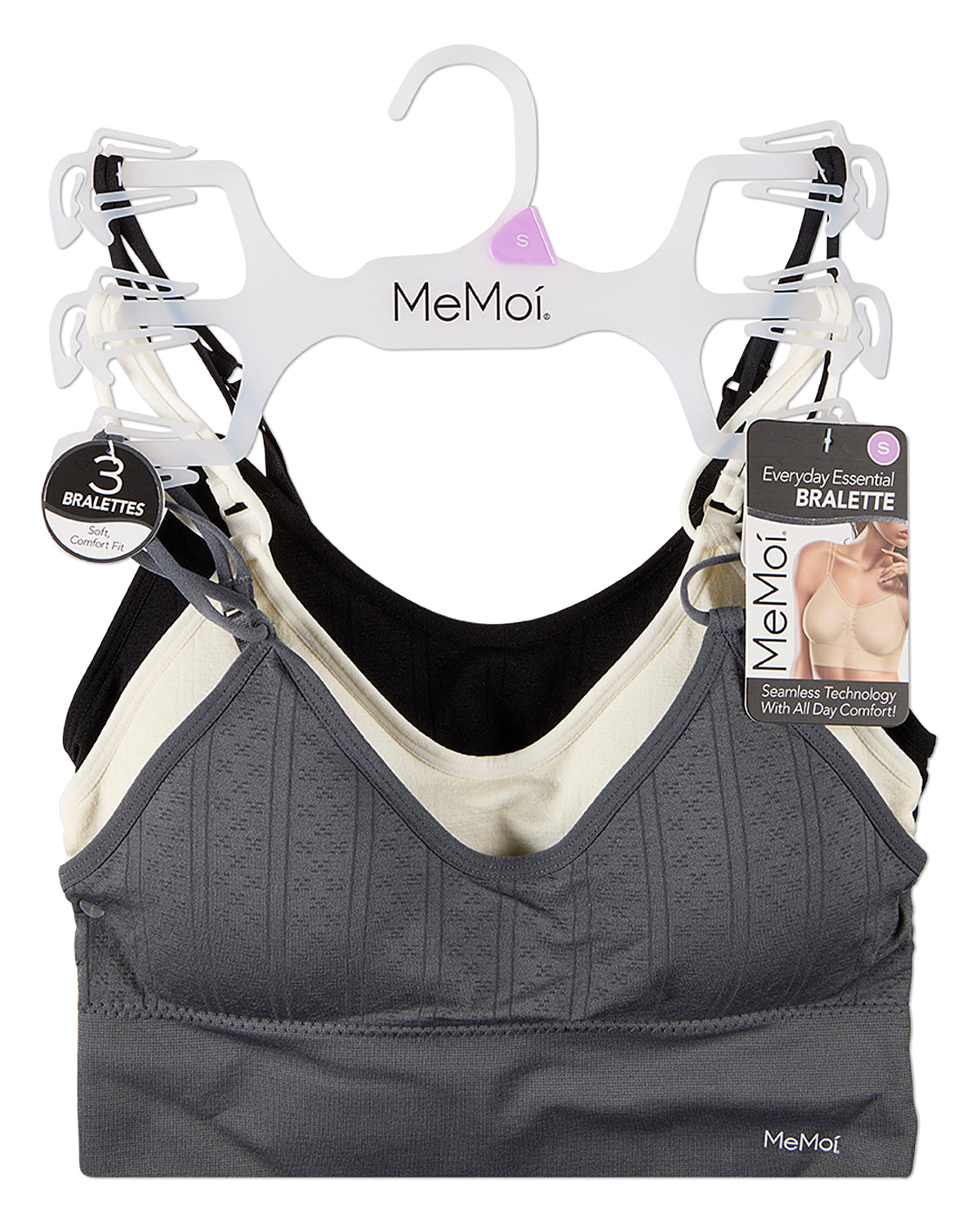 3 Pack Women's Seamless Dual-Strap V-Neck Padded Pullover Bra