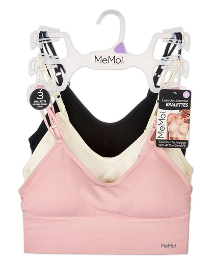 3-Pack Women's Seamless Dual-Strap Padded Tag-Free Wireless Bra