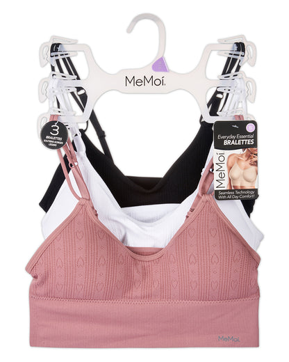 3-Pack Women's Seamless Dual-Strap Padded Tag-Free Wireless Bra