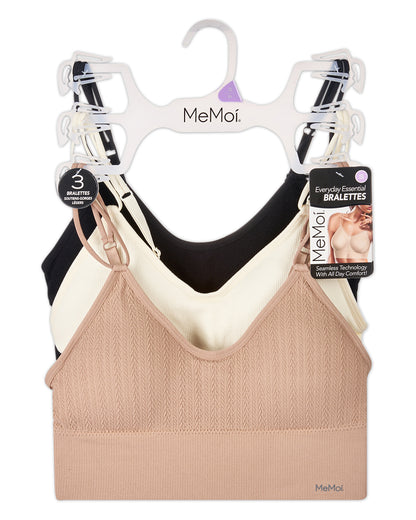3-Pack Women's Seamless Dual-Strap Padded Tag-Free Wireless Bra