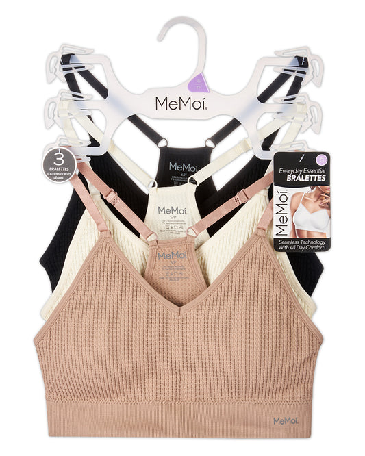 3-Pack Women's Seamless Waffle-Knit Racerback Tag-Free Wireless Bras