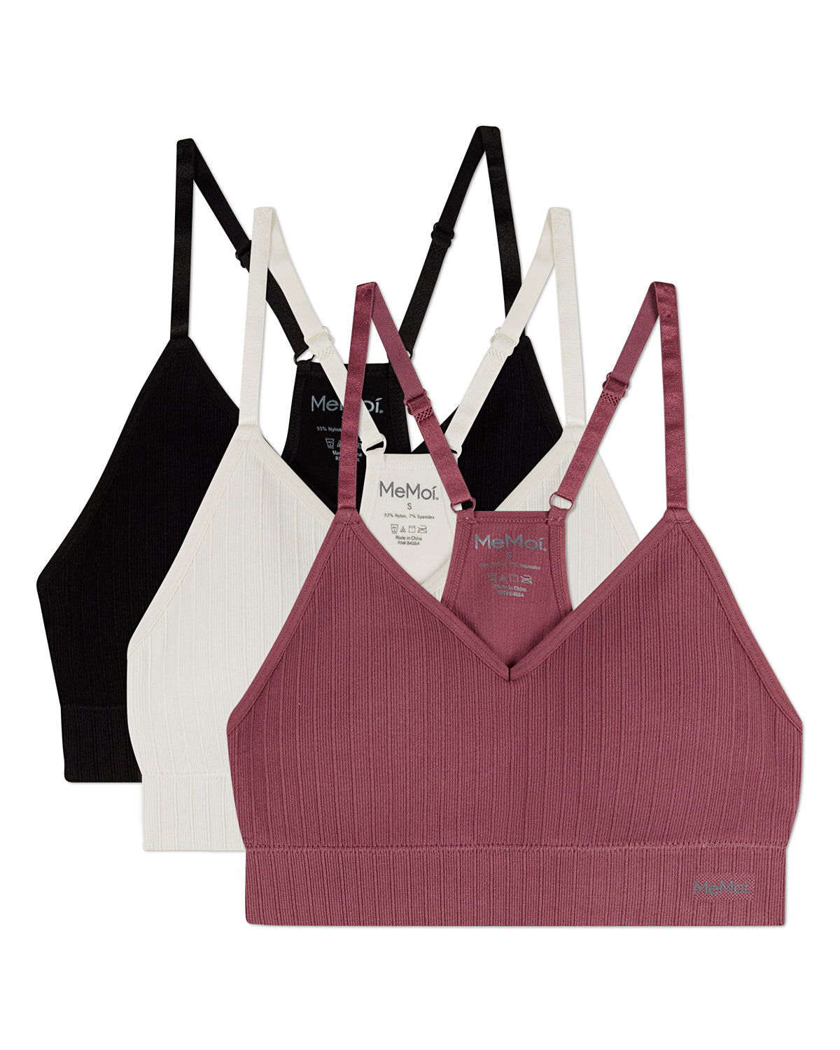 3 Pack Women's Seamless Racer-Back Ribbed Tag-Free Padded Bras