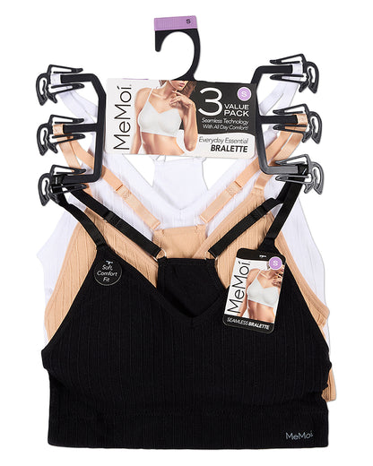 3 Pack Women's Seamless Racer-Back Ribbed Tag-Free Padded Bras
