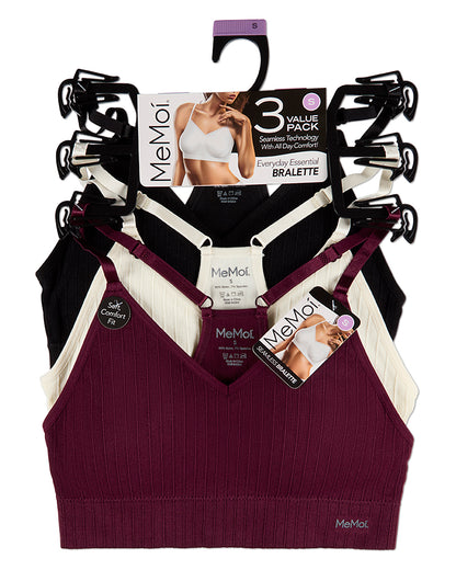 3 Pack Women's Seamless Racer-Back Ribbed Tag-Free Padded Bras