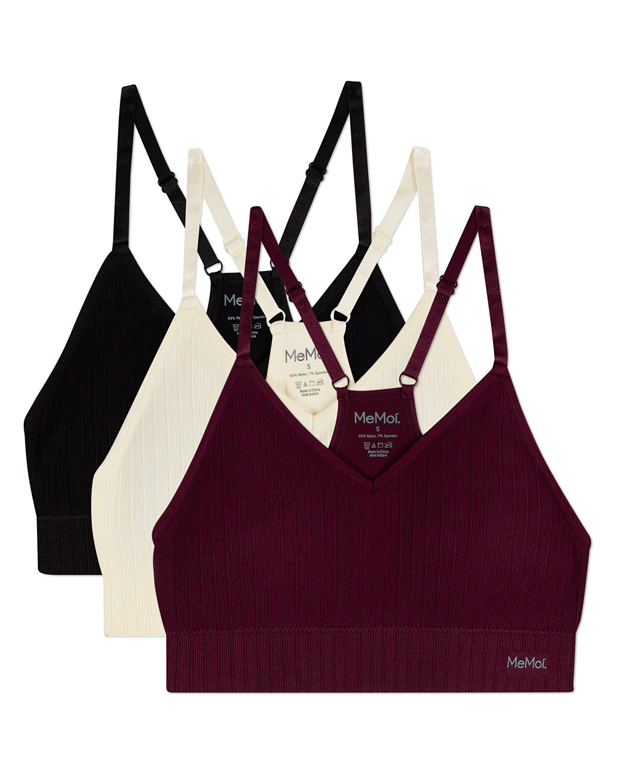3 Pack Women's Seamless Racer-Back Ribbed Tag-Free Padded Bras