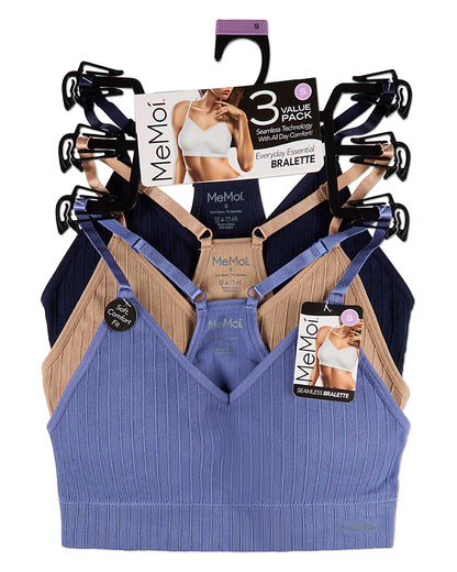 3 Pack Women's Seamless Racer-Back Ribbed Tag-Free Padded Bras