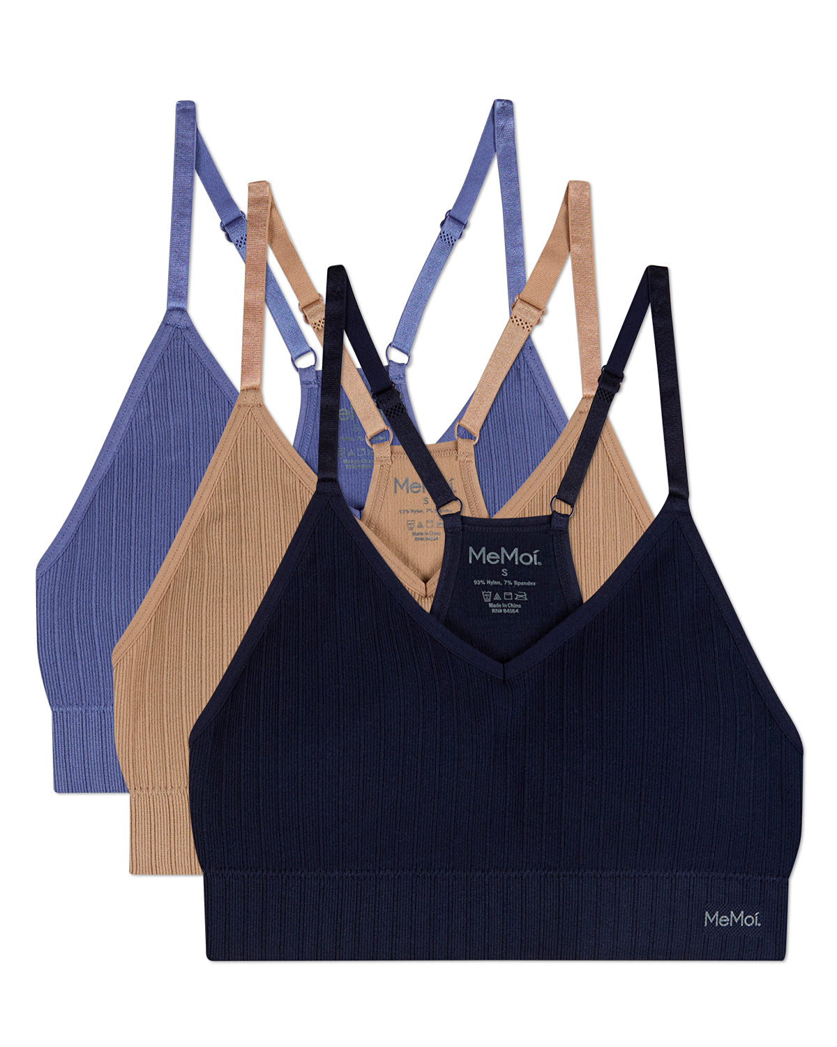 3 Pack Women's Seamless Racer-Back Ribbed Tag-Free Padded Bras