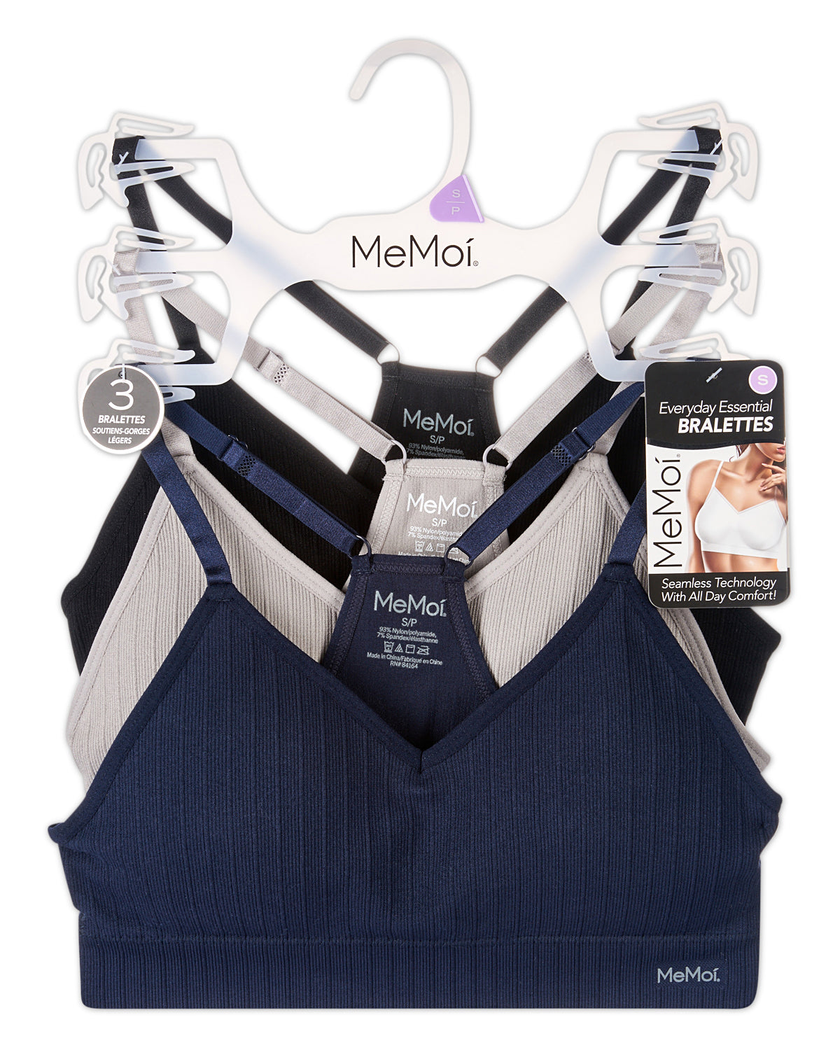 3-Pack Women's Seamless Racerback Ribbed Tag-Free Wireless Bras