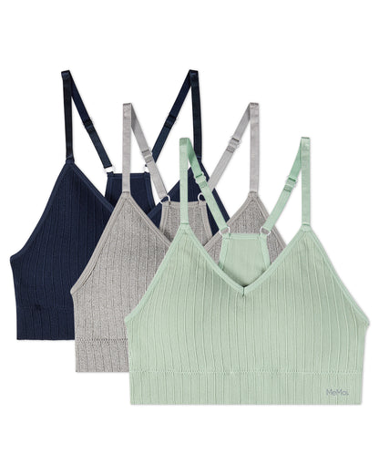 3 Pack Women's Seamless Racer-Back Ribbed Tag-Free Padded Bras