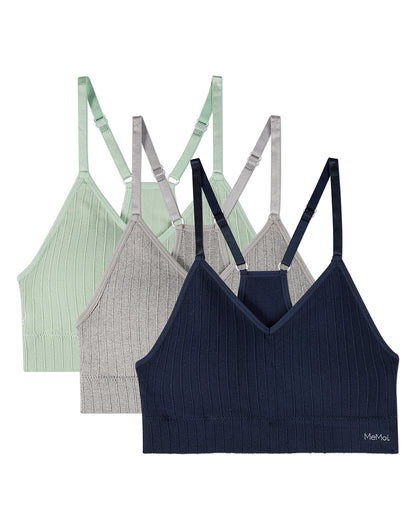 3 Pack Women's Seamless Racer-Back Ribbed Tag-Free Padded Bras