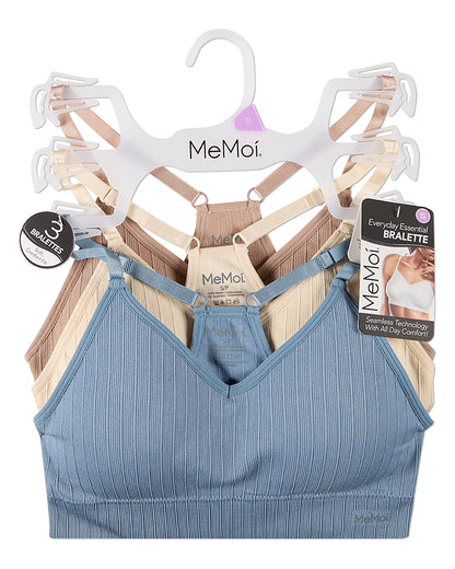 3 Pack Women's Seamless Racer-Back Ribbed Tag-Free Padded Bras