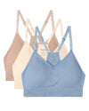 3 Pack Women's Seamless Racer-Back Ribbed Tag-Free Padded Bras