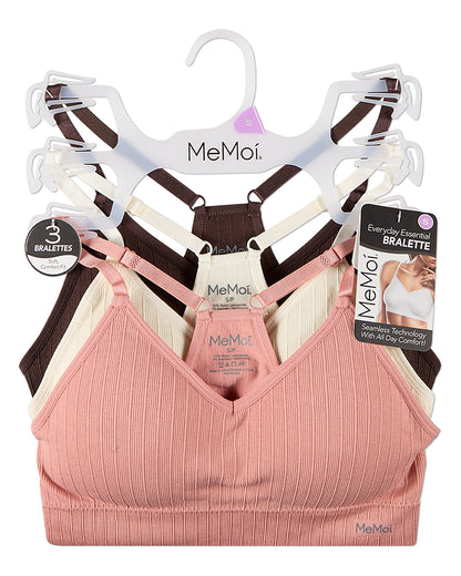 3 Pack Women's Seamless Racer-Back Ribbed Tag-Free Padded Bras