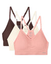 3 Pack Women's Seamless Racer-Back Ribbed Tag-Free Padded Bras