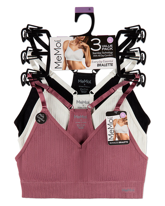 3 Pack Women's Seamless Racer-Back Ribbed Tag-Free Padded Bras