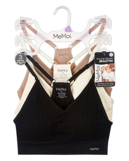 3-Pack Women's Seamless Racerback Ribbed Tag-Free Wireless Bras