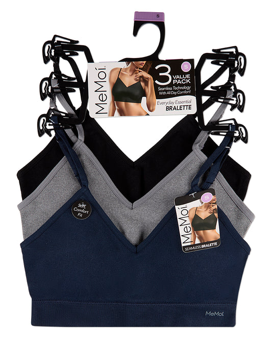 3 Pack Women's Seamless Low-Back V-Neck Tag-Free Padded Pullover Bras