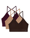 3 Pack Women's Seamless Low-Back V-Neck Tag-Free Padded Pullover Bras