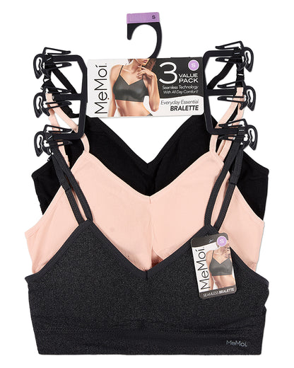 3 Pack Women's Seamless Low-Back V-Neck Tag-Free Padded Pullover Bras