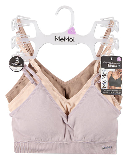 3 Pack Women's Seamless Low-Back V-Neck Tag-Free Padded Pullover Bras