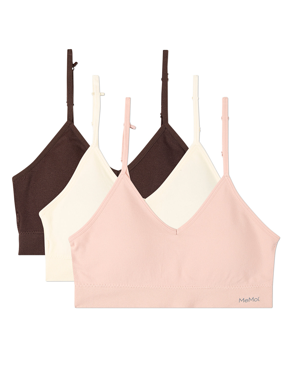 3 Pack Women's Seamless Low-Back V-Neck Tag-Free Padded Pullover Bras