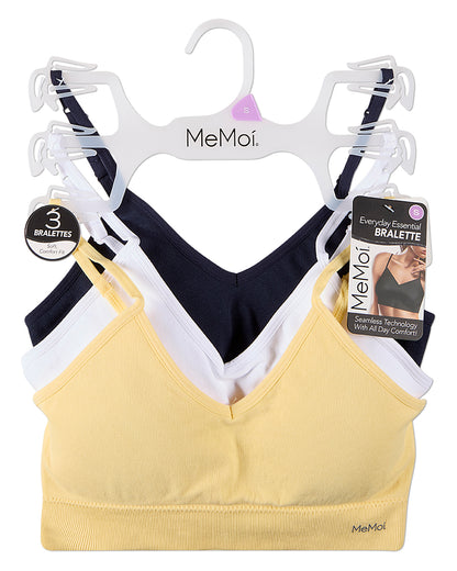 3 Pack Women's Seamless Low-Back V-Neck Tag-Free Padded Pullover Bras