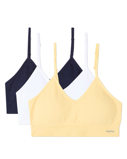 3 Pack Women's Seamless Low-Back V-Neck Tag-Free Padded Pullover Bras