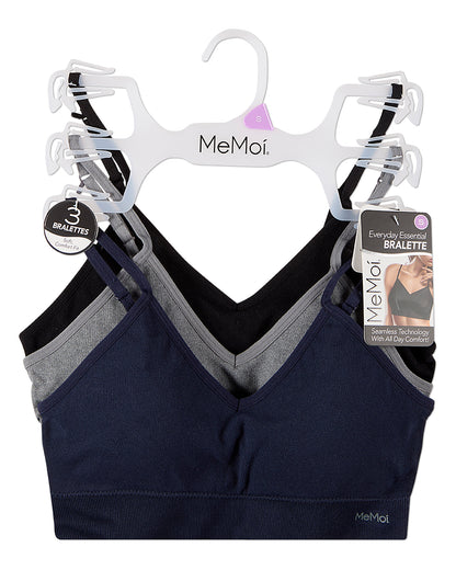 3 Pack Women's Seamless Low-Back V-Neck Tag-Free Padded Pullover Bras