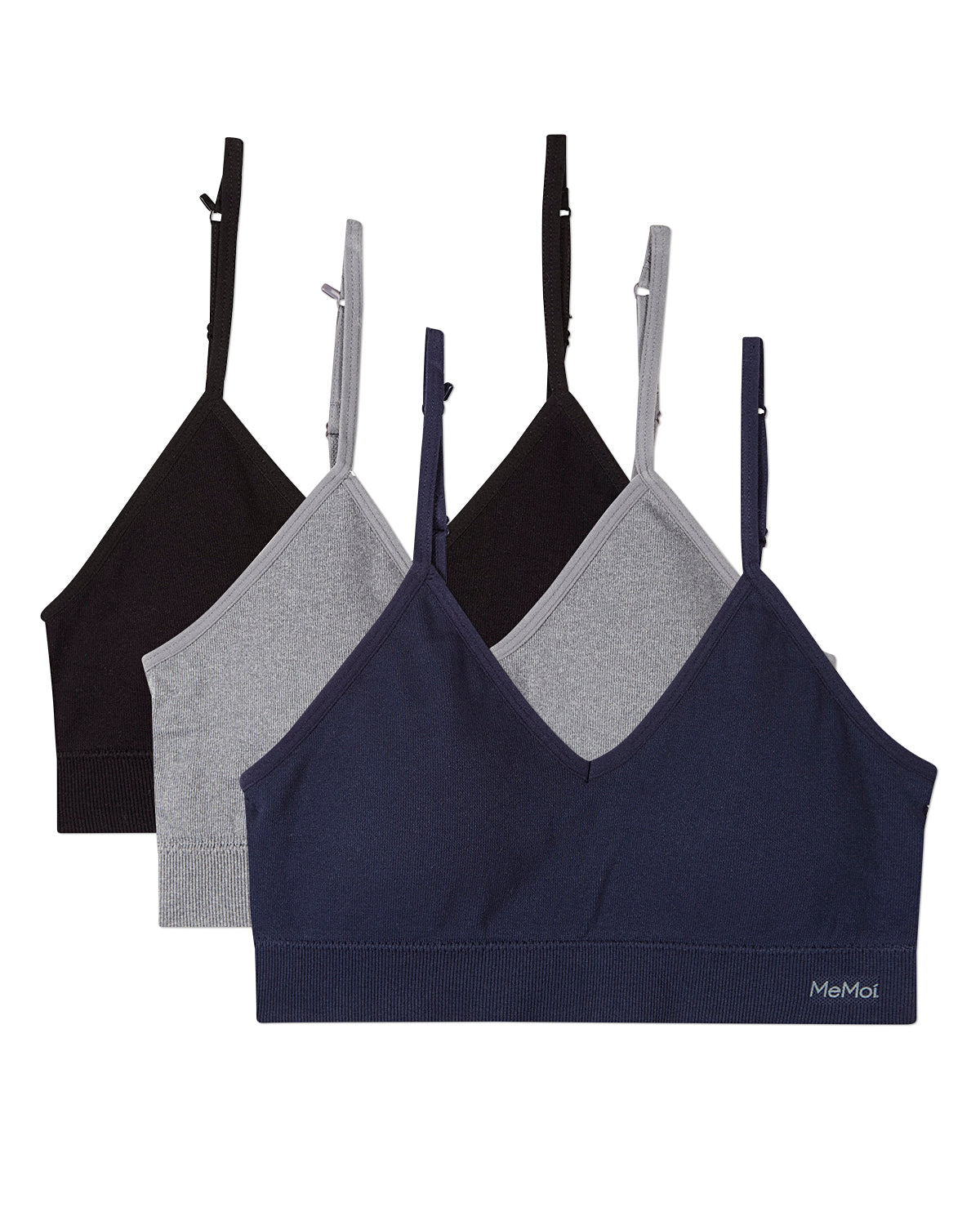 3 Pack Women's Seamless Low-Back V-Neck Tag-Free Padded Pullover Bras