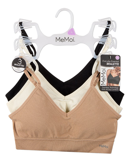 3 Pack Women's Seamless Low-Back V-Neck Tag-Free Padded Pullover Bras