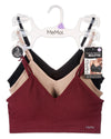 3 Pack Women's Seamless Low-Back V-Neck Tag-Free Padded Pullover Bras