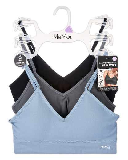 3 Pack Women's Seamless Low-Back V-Neck Tag-Free Padded Pullover Bras
