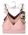 3 Pack Women's Seamless Low-Back V-Neck Tag-Free Padded Pullover Bras