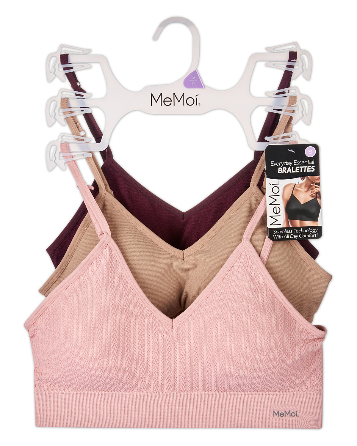 3 Pack Women's Seamless Low-Back V-Neck Tag-Free Padded Pullover Bras