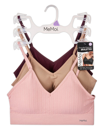 3 Pack Women's Seamless Low-Back V-Neck Tag-Free Padded Pullover Bras