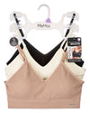 3 Pack Women's Seamless Low-Back V-Neck Tag-Free Padded Pullover Bras