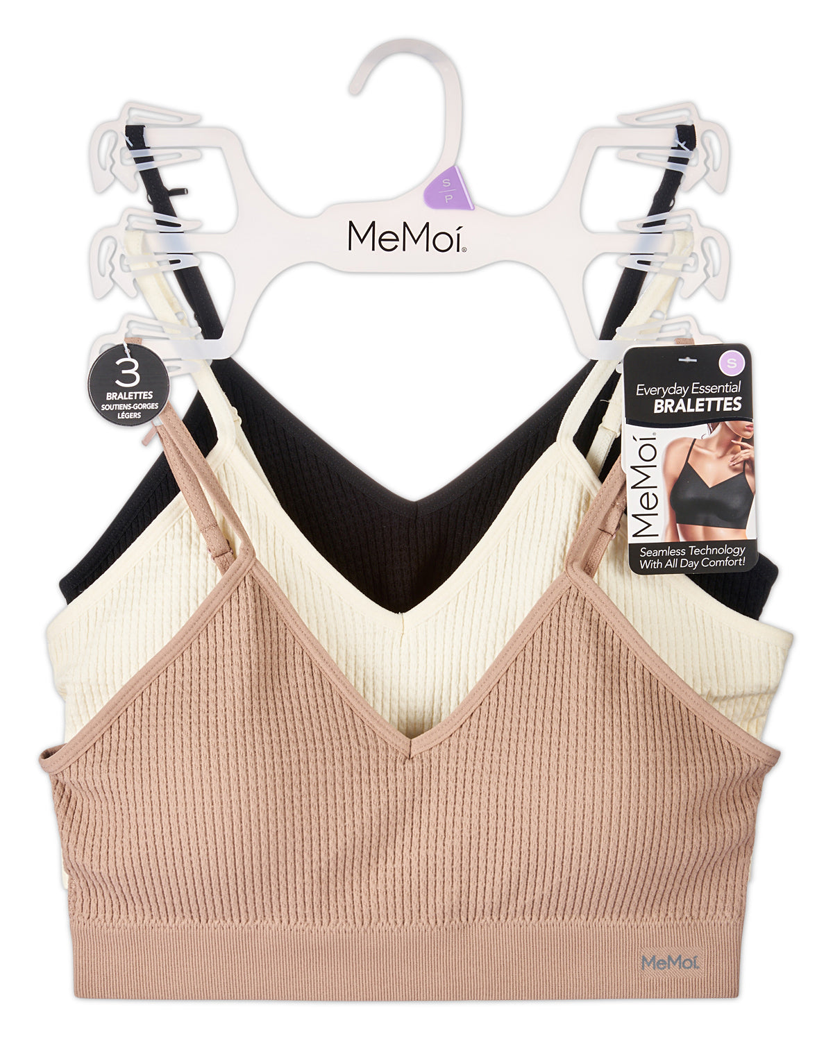 3 Pack Women's Seamless Low-Back V-Neck Tag-Free Padded Pullover Bras