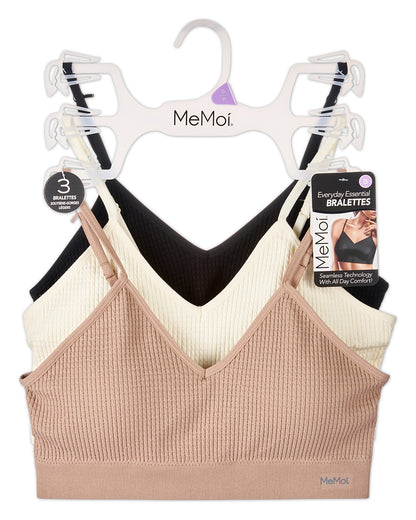 3 Pack Women's Seamless Low-Back V-Neck Tag-Free Padded Pullover Bras