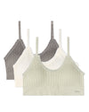 3 Pack Women's Seamless Ribbed Ruffle-Trim Tag-Free Padded Bras