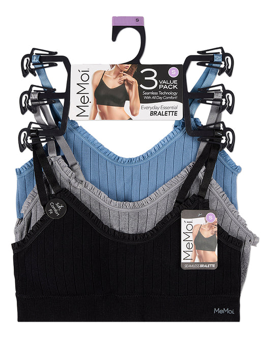3 Pack Women's Seamless Ribbed Ruffle-Trim Tag-Free Padded Bras