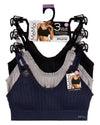 3 Pack Women's Seamless Ribbed Ruffle-Trim Tag-Free Padded Bras